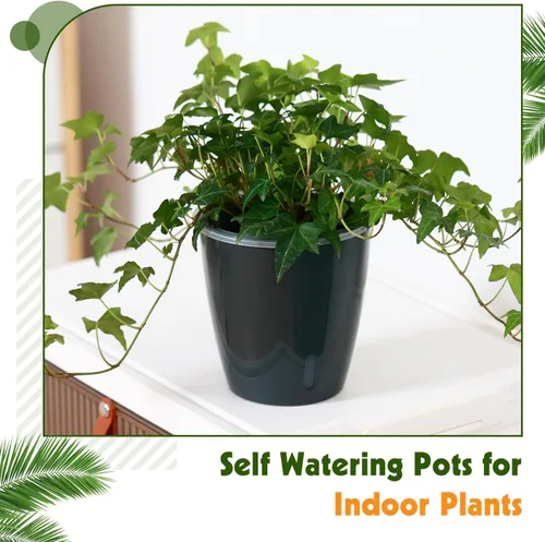Miniatura 5 de Macetas de riego automático para plantas de interior, paquete de 16 macetas de riego automático con orificios de drenaje, macetas pequeñas