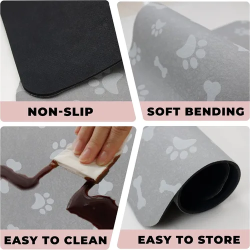 Miniatura 3 de YCT Tapete de comida para gatos – Tapetes de alimentación para perros – Alfombras absorbentes antideslizantes para gatos, 16.9 x 24 pulgadas