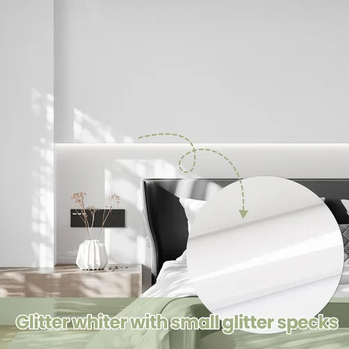 Miniatura 9 de Papel para empapelar blanco, papel de vinilo autoadhesivo, película decorativa para encimeras de cocina, armarios, muebles con brillo iridescente