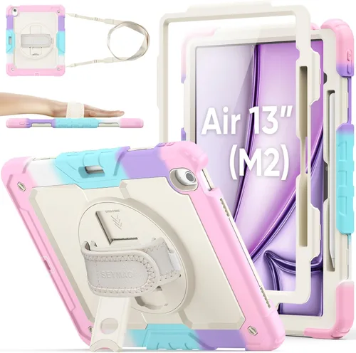 Miniatura 18 de SEYMAC stock Funda protectora para iPad Air de 11 pulgadas M3 2025/M2 2024 (Air 7ª/6ª generación), funda resistente con protector de pantalla