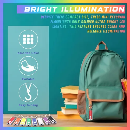 Miniatura 3 de Glooglitter 8 piezas mini llavero linterna LED llavero luz a granel pequeña linterna para acampar al aire libre senderismo equipo y regalo de Varios