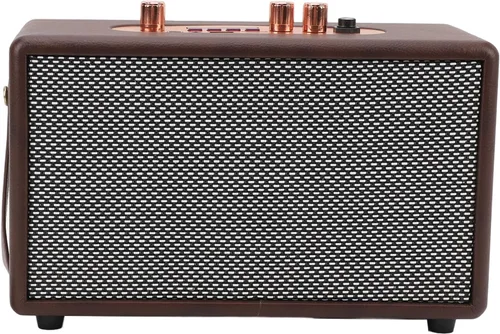 Miniatura 9 de Altavoz portátil retro, altavoz vintage de piel sintética con 10 W x 2 altavoces duales, tiempo de reproducción de 8 horas de duración, entrada