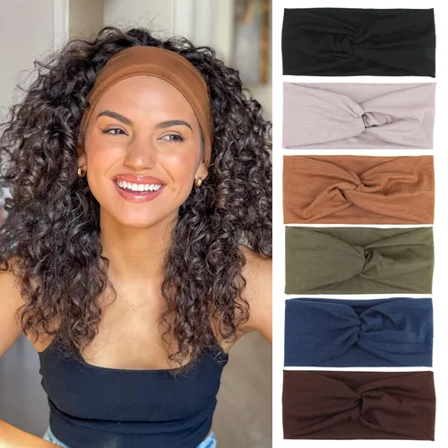 Miniatura 25 de XTREND 6 piezas de diademas para mujer, bandas elásticas cruzadas torcidas, diademas para yoga, entrenamiento, antideslizantes, suaves