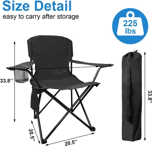 Miniatura 2 de Sillas plegables de camping con respaldo alto, cómodas sillas para exteriores, capacidad de 300 libras, silla portátil ligera con bolsa