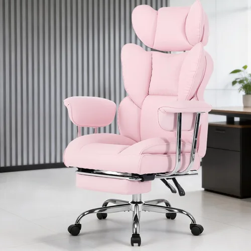 Miniatura 8 de DUMOS Silla de oficina grande y alta, 350 libras, silla de escritorio ejecutiva de piel sintética resistente a los arañazos con reposapiés, silla