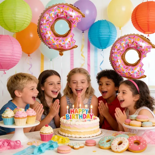 Miniatura 5 de 10 globos rosados de dona para cumpleaños con temática de donas, suministros de fiesta de boda