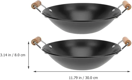 Miniatura 2 de HEMOTON Utensilios de cocina de metal Uso diario Wok Alimentos Doble Mango Olla Caliente Cocina Wok Olla Antiderrames