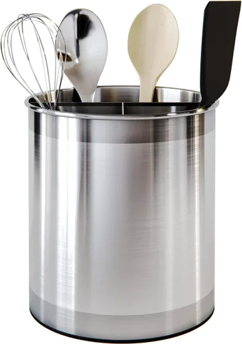 Miniatura 7 de Cooler Kitchen Portautensilios Giratorio Extra Grande de Acero Inoxidable con Base Pesada Estable Anti-Volcado, Divisor Extraíble, e Inserto Plateado