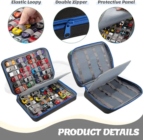 Miniatura 3 de Estuche organizador de almacenamiento para automóvil para 48 vehículos, funda de transporte portátil de colección fundida a presión a escala 1:64