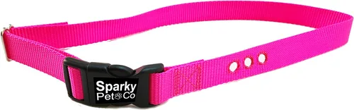 Miniatura 2 de Sparky Pet Co Perro cerca E collar receptor resistente Nylon 1" 3 agujeros consecutivos correa para todos los sistemas de collar e marrón