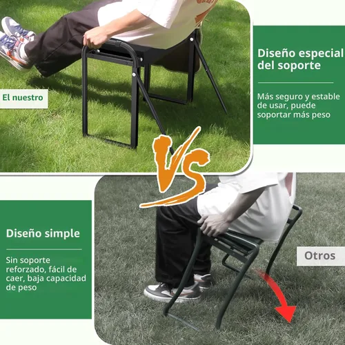 Miniatura 3 de seasky Rodillero y asiento plegable para jardín, banco de jardinería antivuelco, almohadilla gruesa y suave, taburete de jardinería resistente