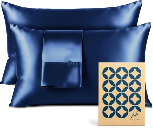 Miniatura 13 de Pure Bedding Sábanas de satén individuales [3 piezas, plateadas] Juego de sábanas sedosas de lujo para hotel, juego de sábanas de microfibra extra