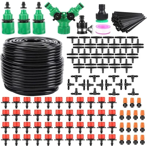 Kit automático de riego por goteo para invernadero, patio y jardín, sistema de riego por micronebulización con boquillas ajustables, temporizador y