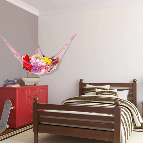 Miniatura 7 de Hamaca de juguete, red de almacenamiento de animales de peluche y juguetes, 70 pulgadas, eslinga de pared tamaño extragrande, organizador de red