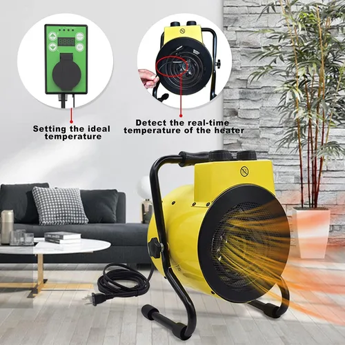 Miniatura 5 de Calentador de invernadero de 1500 W con termostato digital, calentador para exteriores con protección contra sobrecalentamiento y función