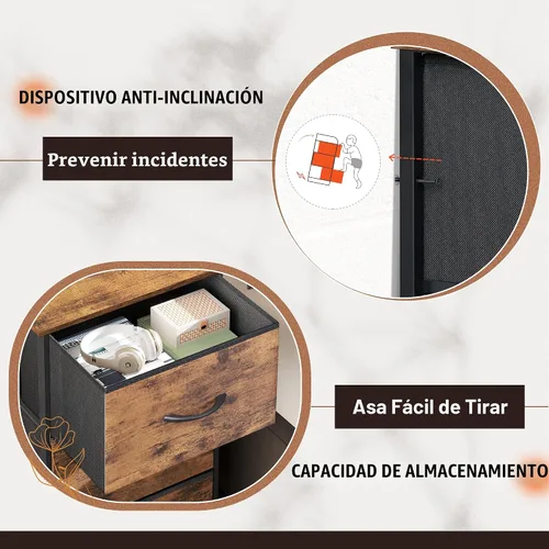 Miniatura 8 de WLIVE - Cómoda con 3 cajones, mesita de noche de tela, cómoda organizadora de almacenamiento para dormitorio, pasillo, entrada, armarios, marco