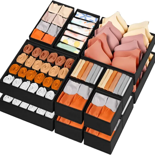Miniatura 12 de Organizador de Cajones para Ropa, Juego de 8 Organizadores de Cajones para Ropa de Bebé, Ropa Interior, Calcetines, Organización y Almacenamiento