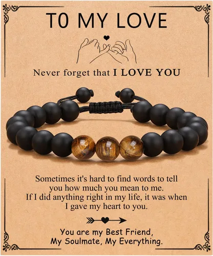 UNGENT THEM Pulsera de piedra natural para hombres, adolescentes, aniversario, graduación, cumpleaños, día del padre, Pascua, Navidad, regalo para