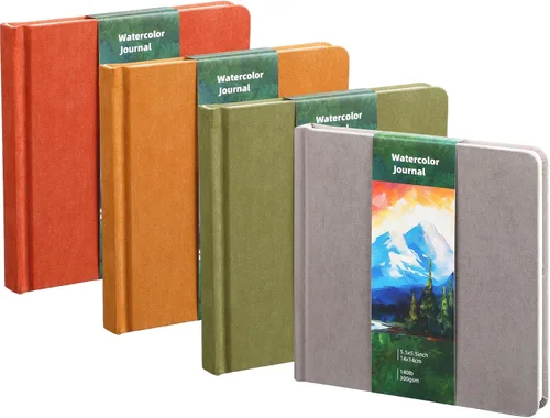 Mooliwe Diario de viaje de acuarela, cuaderno de bocetos de acuarela de 5 x 5 pulgadas, 10.58 oz/m², de algodón de 10.56 oz/m², cuaderno de prensa