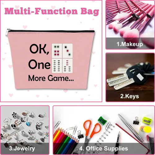 Miniatura 7 de Mxrymvu 2 bolsas de maquillaje para amantes de Mahjong, bolsa de maquillaje para jubilación, bolsa de cosméticos, regalo divertido para mujeres