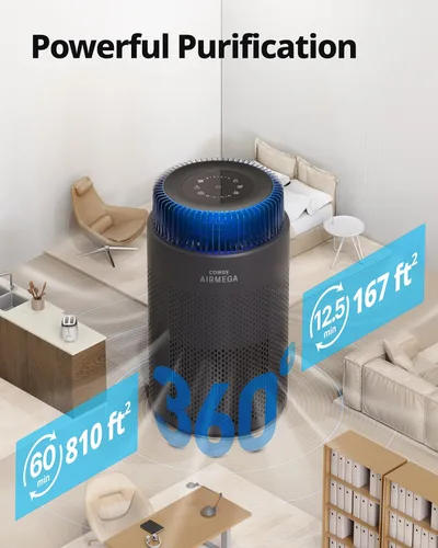 Miniatura 3 de COWAY Airmega 100 - Purificadores de aire para el hogar de hasta 810 pies cuadrados, filtro HEPA y de carbono para humo, alergias, caspa