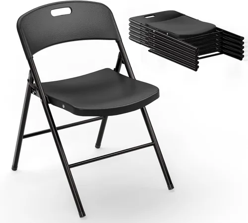 Miniatura 9 de VINGLI Sillas plegables, silla plegable de plástico, capacidad de hasta 350 libras, asientos portátiles para interiores y exteriores, eventos, Negro