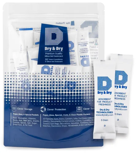 Miniatura 9 de Dry & Dry 0.02 oz [50 paquetes] Paquetes de gel de sílice seguros para alimentos y farmacéuticos desecantes - Paquetes de gel de sílice Tyvek®