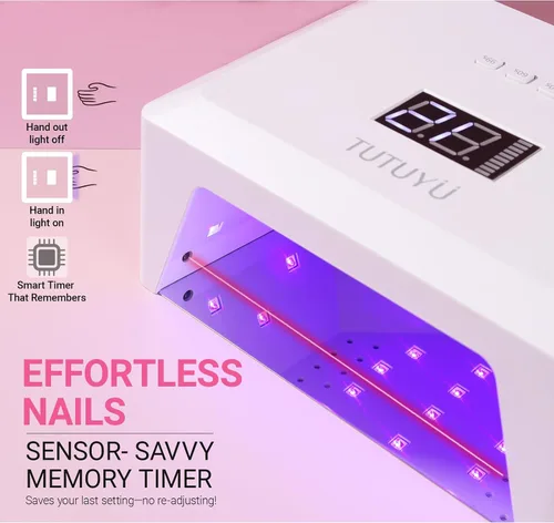 Miniatura 2 de Lámpara de uñas LED UV de 72 W, secador de uñas de diseño compacto para esmalte de gel con 4 temporizadores, sensor automático, longitud de onda