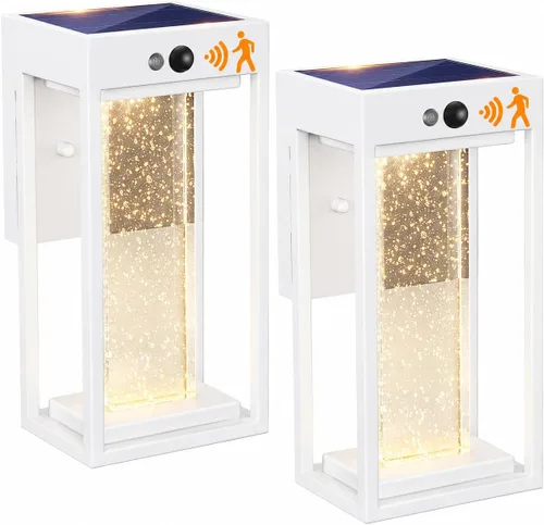 Miniatura 10 de Luz de Pared Solar para Exterior con Sensor de Movimiento de 3 Modos, Sconce Exterior de Cristal con Luz LED de 4000K 250LM para Puerta Frontal