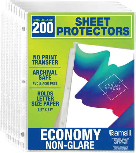 Miniatura 14 de Samsill Paquete de 50 protectores de hojas, protectores de página de 8.5 x 11 pulgadas para carpeta de 3 anillas, peso estándar, protector