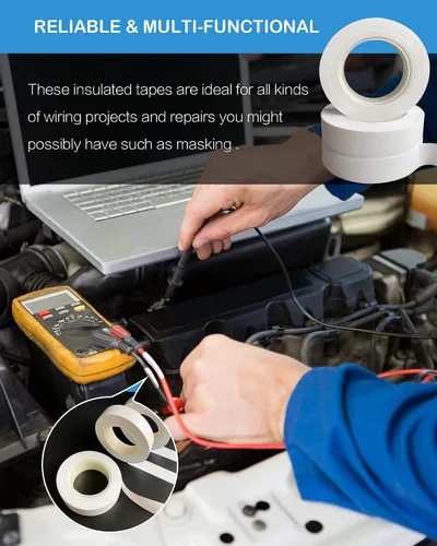 Miniatura 3 de Wapodeai 3 cintas eléctricas, cinta eléctrica blanca profesional, ignífuga para interiores y exteriores, resistente a altas temperaturas, 0.62 Blanco