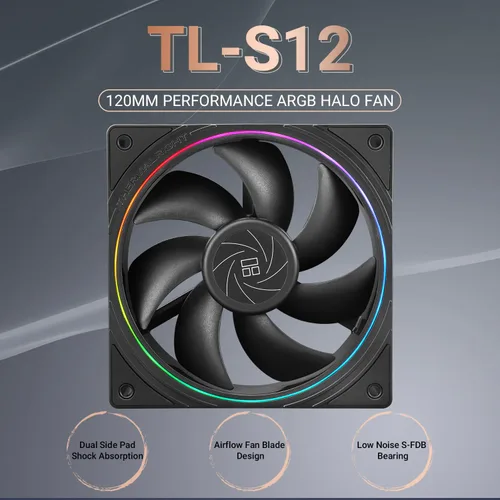 Miniatura 2 de Thermalright Ventilador de CPU TL-S12, ventilador PWM, efecto de luz de apertura fina, conector PWM de 4 pines con apertura ARGB, ventilador