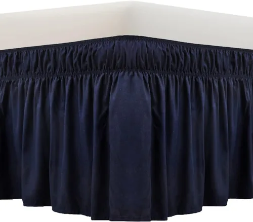 Miniatura 14 de MEILA - Faldón de cama envolvente con tres lados de tela y elástico, con volantes de 14 pulgadas, caída a medida, fácil de instalar, resistente a