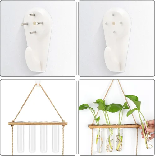 Miniatura 4 de Hyindoor Maceta Colgante de Pared Terrario Jarrón de Vidrio de 2 Niveles con Tubos de Ensayo, Estación de Propagación de Plantas, Colgadores