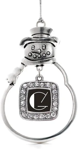 Miniatura 133 de Inspired Silver - Adorno de rodillo de reina - Adorno cuadrado de plata con muñeco de nieve con joyas de circonita cúbica