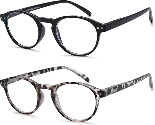 Miniatura 2 de EYEURL Paquete de 4 lentes de lectura redondos pequeños para mujeres y hombres, para colgar en el cuello, lentes TR90 con bloqueo de luz azul