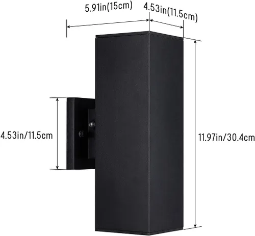 Miniatura 5 de mirrea Moderna luz de porche para exteriores, luz de patio en 2 luces, sensor de fotocélula del atardecer al amanecer con tubo rectangular