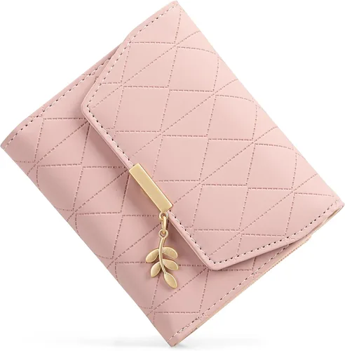 Miniatura 8 de RNIEGA Cartera pequeña de cuero para mujer, con bloqueo RFID, tarjetero compacto con cremallera y bolsillo para monedas con ventana de identificación