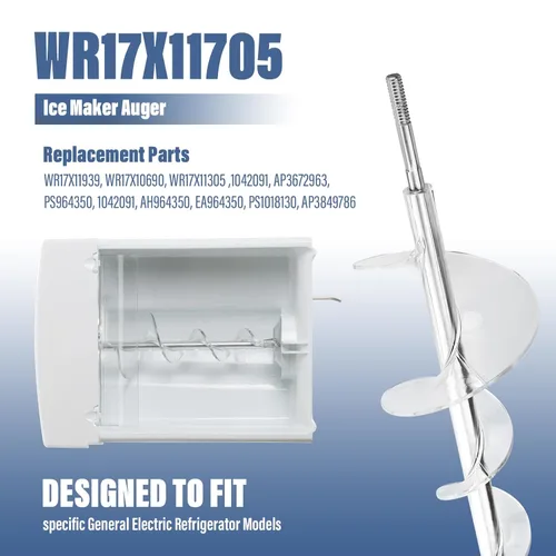 Miniatura 3 de Barrena dispensadora de fabricador de hielo mejorada para piezas de repuesto de refrigerador GE WR17X11705 WR17X11939 PS1018130 AP3849786 AP3672963