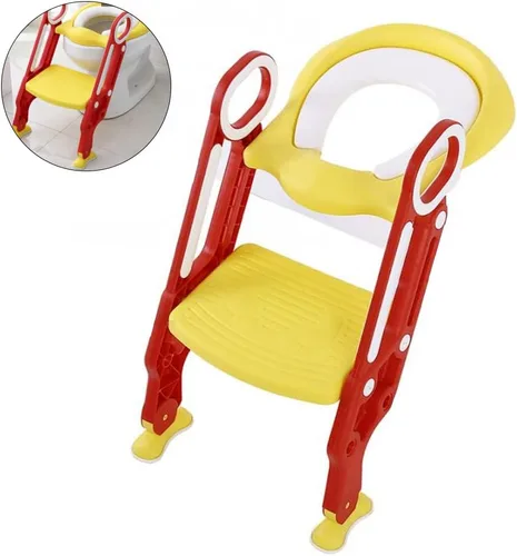 Miniatura 2 de Escalera portátil para silla de inodoro rígida para bebé con altura de escalón, reposabrazos doble y almohadillas antideslizantes para los pies
