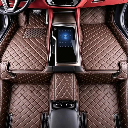 Miniatura 24 de Alfombrillas de cuero personalizadas para todo tipo de clima, revestimientos para el suelo de automóviles, SUV, camiones, juego de tapetes Azul