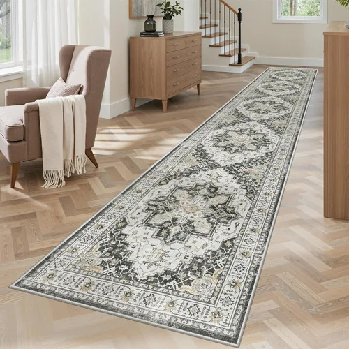 Miniatura 45 de Madane Alfombra lavable de 2 x 3 pies, alfombra de entrada pequeña, antideslizante, vintage, para entrada interior, alfombra de pelo bajo