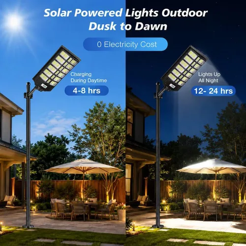 Miniatura 3 de Farolas solares impermeables para exteriores, 9000 W, gran iluminación comercial de estacionamiento con sensor de movimiento y control remoto