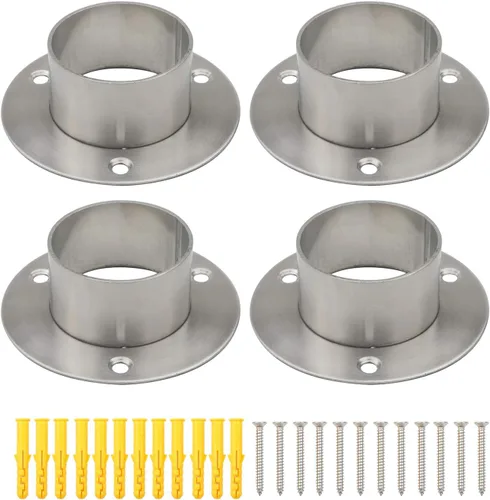 Miniatura 8 de Soporte de brida de acero inoxidable para barra de armario de diámetro exterior de 1.3 pulgadas (1.299 in), tubo de acero, paquete de 4