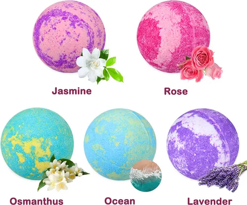 Miniatura 2 de Set de regalo de bombas de baño, 5 bombas de spa grandes con 4 velas perfumadas para mujeres, baño de burbujas hidratante con aceites esenciales