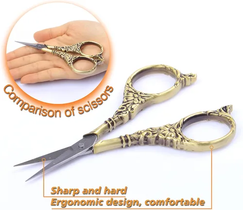 Miniatura 3 de Tijeras de coser con cubierta de cuero para tijeras de bordado de 4.5 pulgadas, tijeras de bordado para manualidades, tijeras de sastre para corte