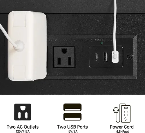 Miniatura 6 de Vagusicc Mesa auxiliar en forma de C con estación de carga, mesa auxiliar pequeña para sofá con salidas y puertos USB para sala de estar