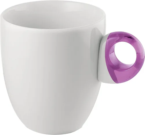 Miniatura 9 de Guzzini Taza diaria con asa, juego de 4 (verde ácido), porcelana y plástico, apta para microondas y lavavajillas, sin BPA, novedosa taza de café