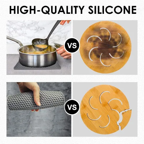 Miniatura 5 de Salvamanteles para platos calientes, paquete de 4 almohadillas calientes de silicona para cocina, tapete de silicona antideslizante resistente al