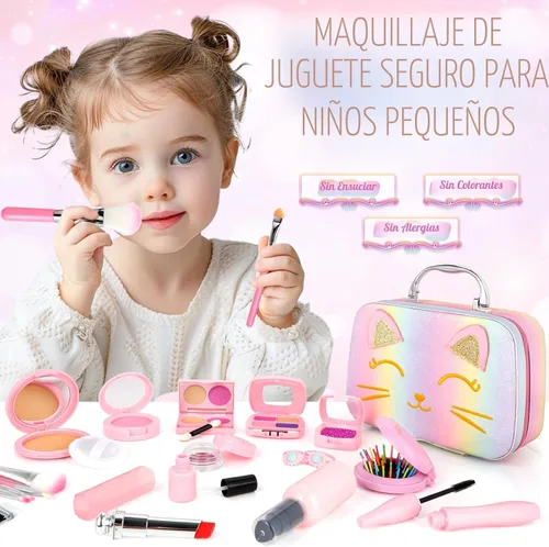 Miniatura 7 de Maquillaje de simulación para niños pequeños, juego de maquillaje de juguete para niños de 3 a 5 años, kit de maquillaje de juguete para niños